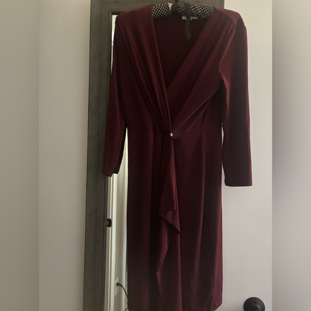 Charter Club Red Sheath Dress Long Sleeve Plunge